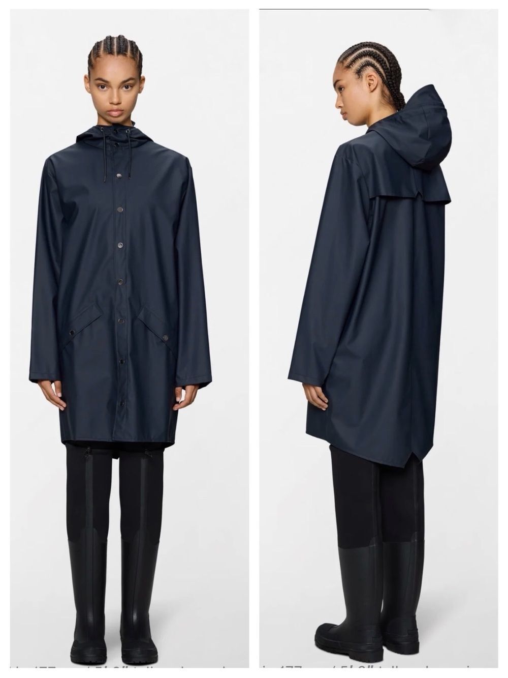 Rains Long Jacket Navy Blue - As New
